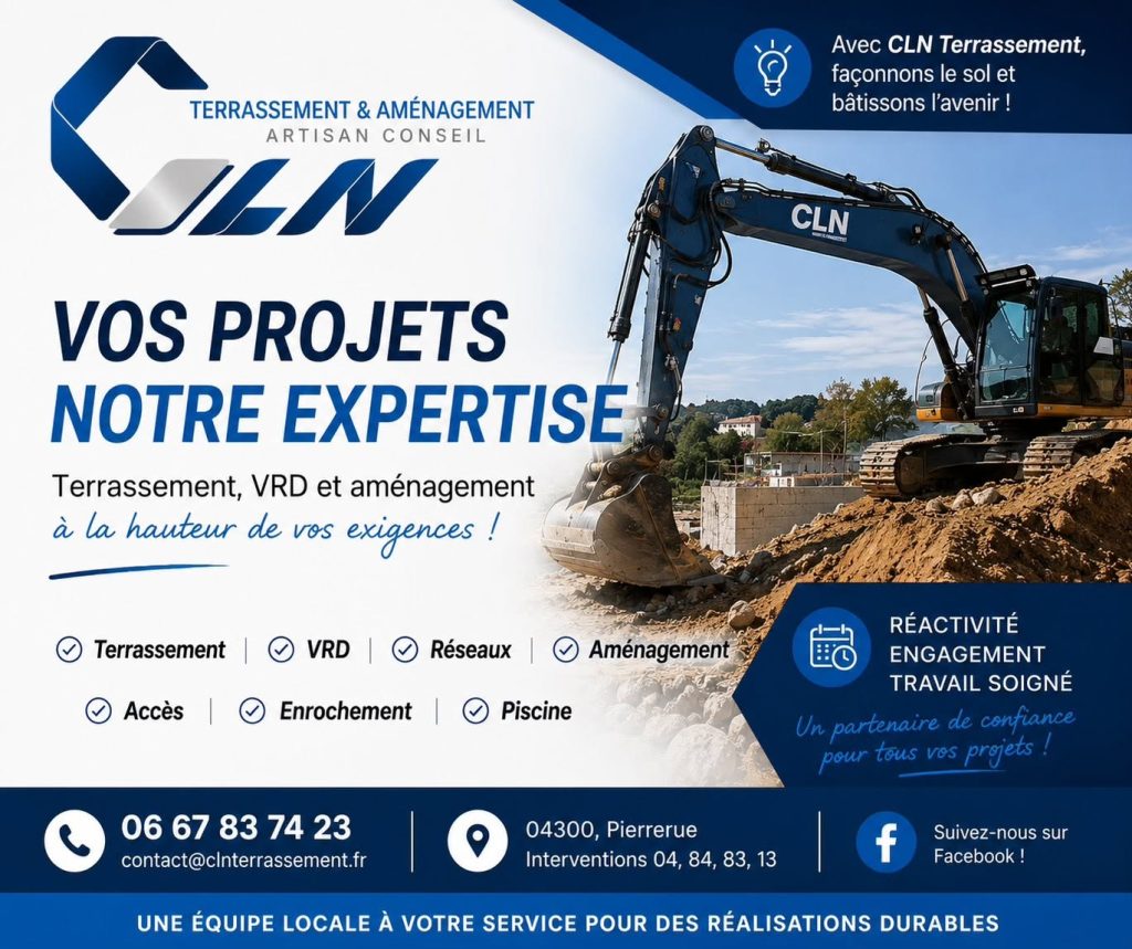 Plaquette de présentation de CLN Terrassement : vos projets, notre expertise